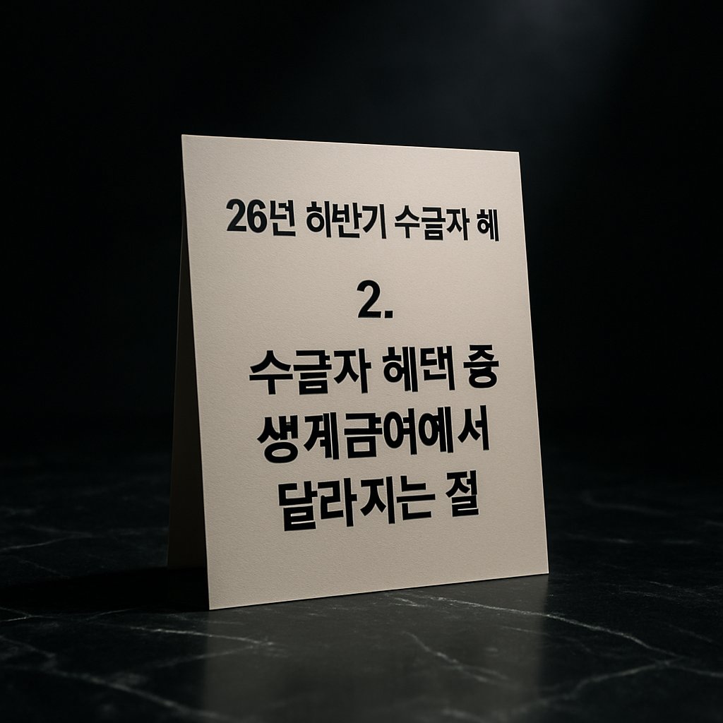 2. 수급자 혜택 중 생계급여에서 달라지는 점 | 26년 하반기 수급자 혜택